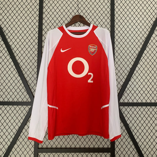 Arsenal 2002-03 Home Long-Sleeve Retro Jersey – Nike Red White O2 Henry Bergkamp Pires Ljungberg Vieira Fabregas Football Shirt