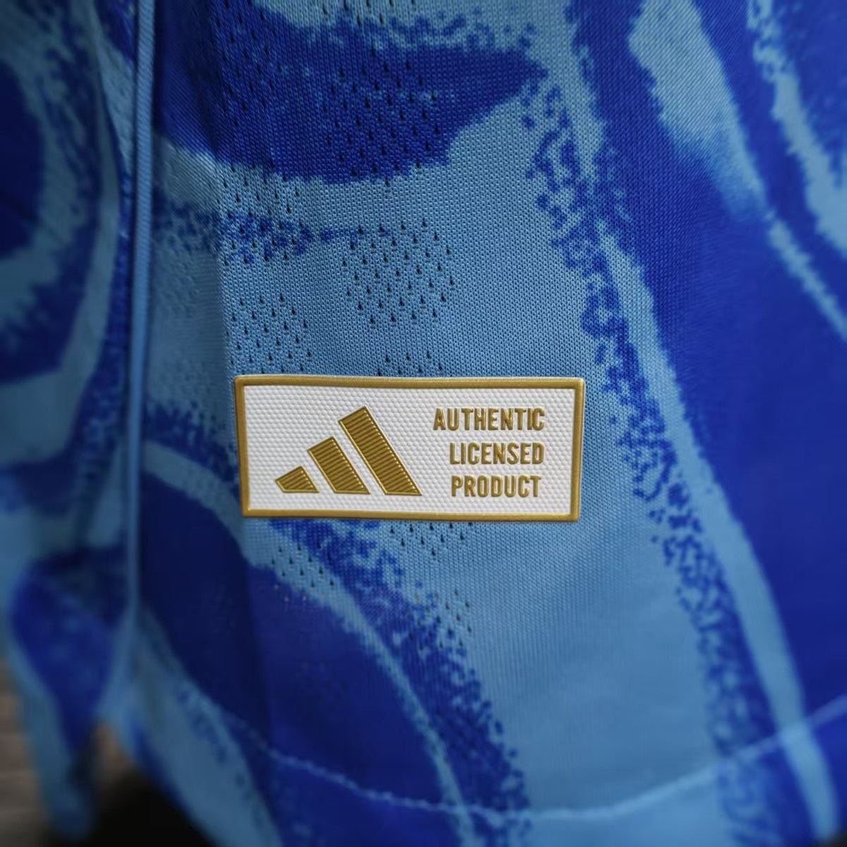2025/26 Tigres UANL Away Player Version Jersey - Royal Blue Body - All-Over Tiger Face Tonal Graphic Print - Blue V-Neck Collar - CEMEX White Sponsor