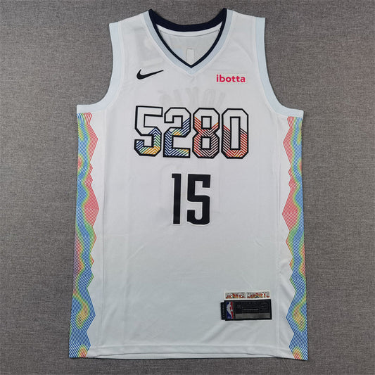 Men's Denver Nuggets Nikola Jokic #15 White 2024/25 Swingman Player Jerseys - City Edition