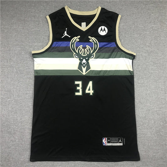 Men's Milwaukee Bucks Giannis Antetokounmpo #34 Black Replica Player Jerseys