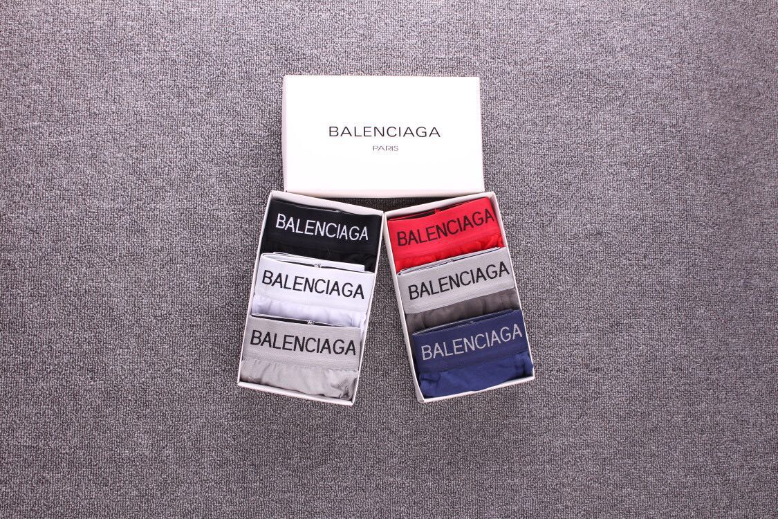Balenciaga Boxed Pink Grey Navy Wordmark Bands Boxer Briefs, image 1