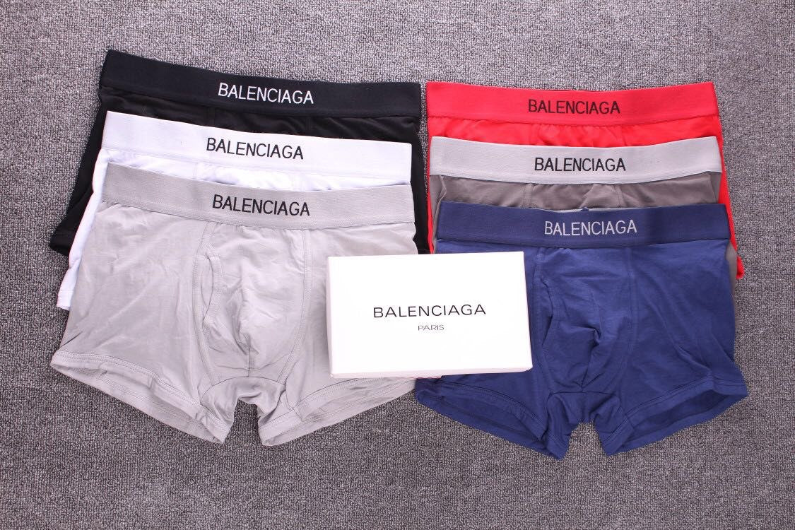 Balenciaga Boxed Pink Grey Navy Wordmark Bands Boxer Briefs, image 3