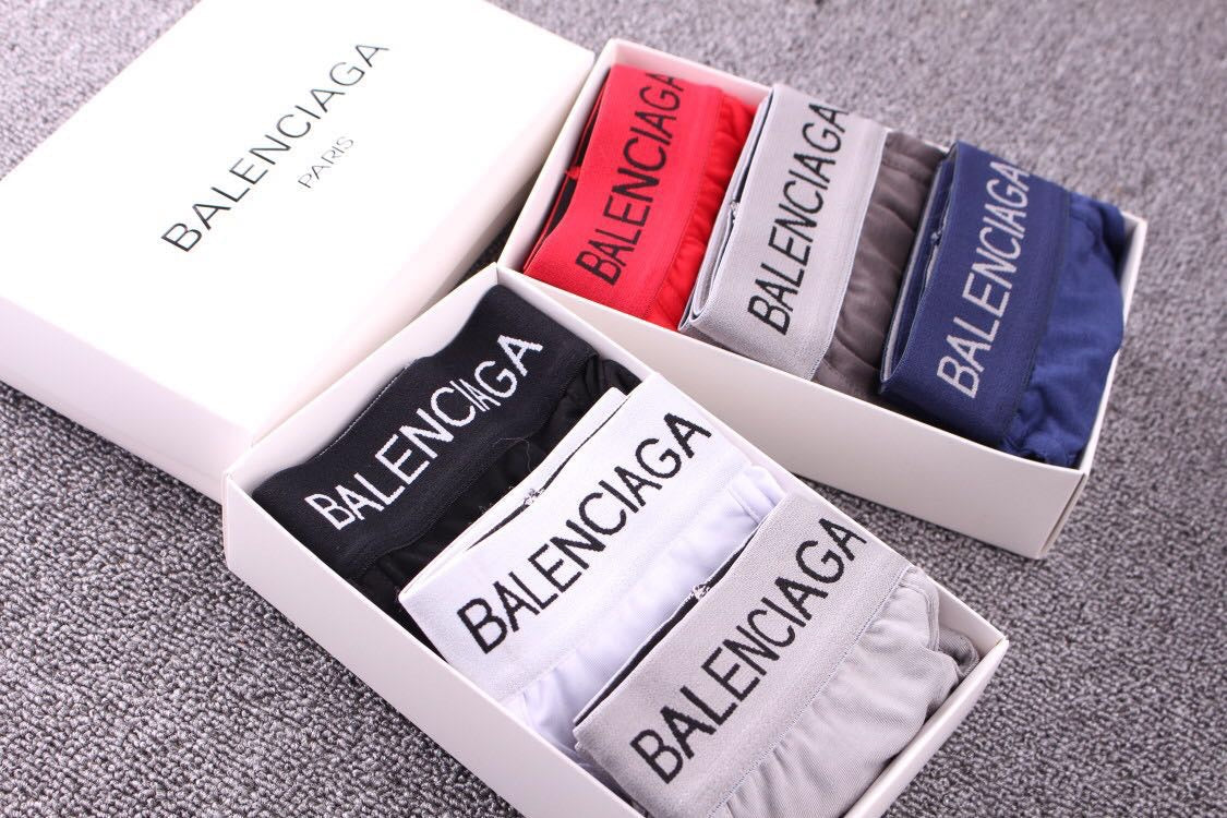 Balenciaga Boxed Pink Grey Navy Wordmark Bands Boxer Briefs, image 2