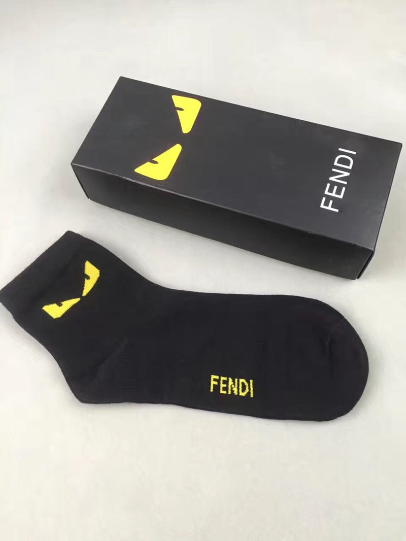 Fendi Grey Black Blue Yellow Eye Motif Ankle Socks, image 4