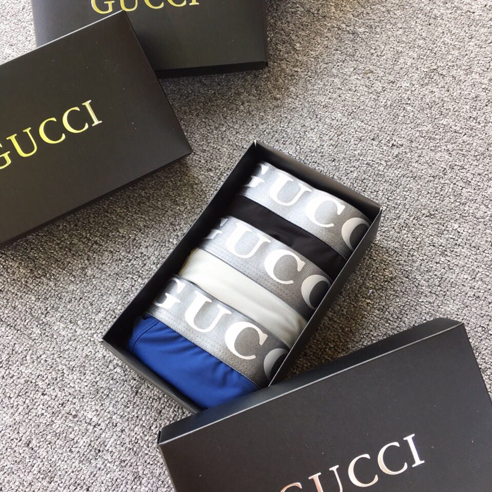 Gucci Blue White Grey Broad Letter Waist Boxer Briefs, image 2
