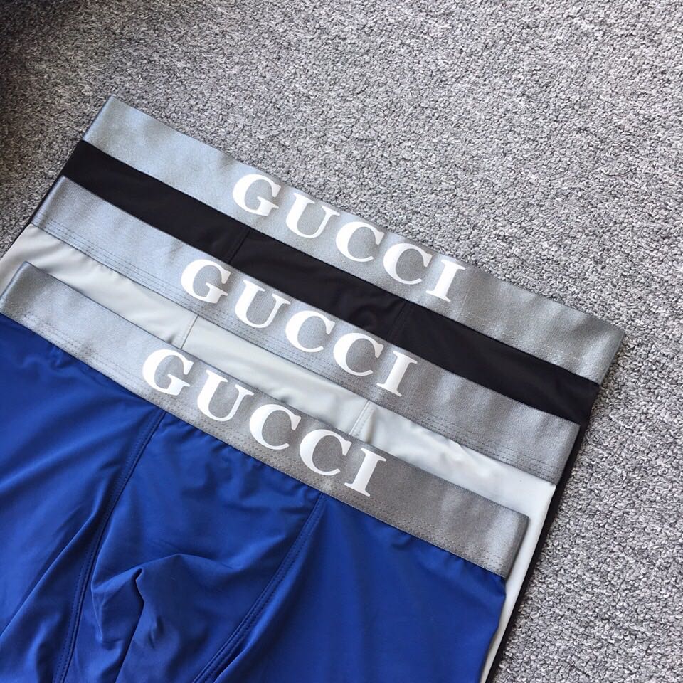 Gucci Blue White Grey Broad Letter Waist Boxer Briefs, image 5