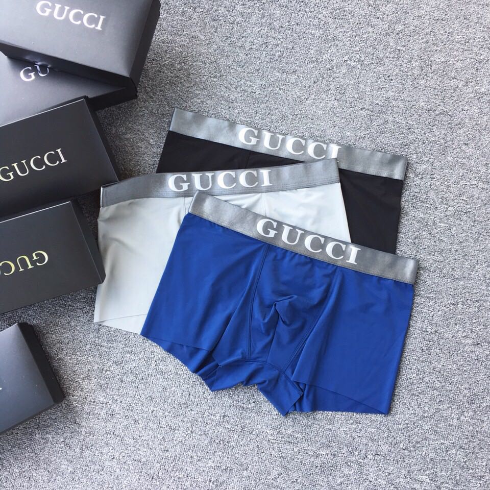 Gucci Blue White Grey Broad Letter Waist Boxer Briefs, image 3