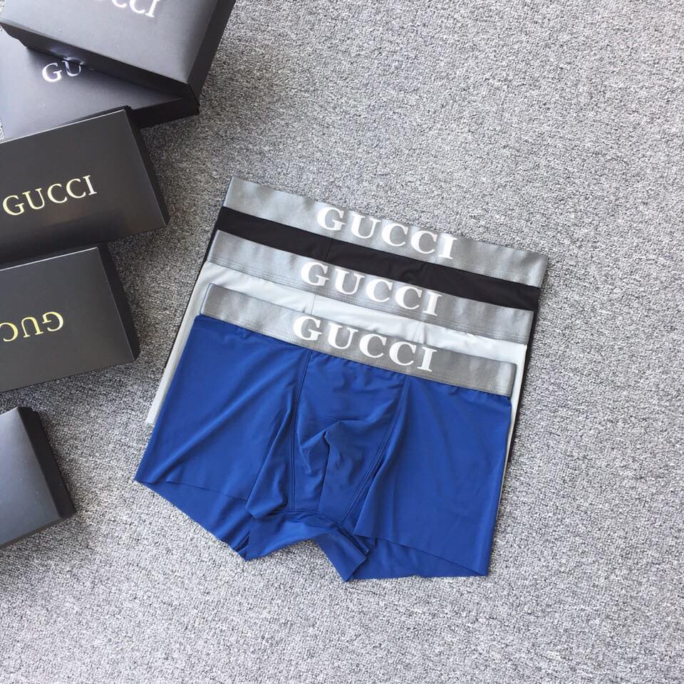 Gucci Blue White Grey Broad Letter Waist Boxer Briefs, image 4
