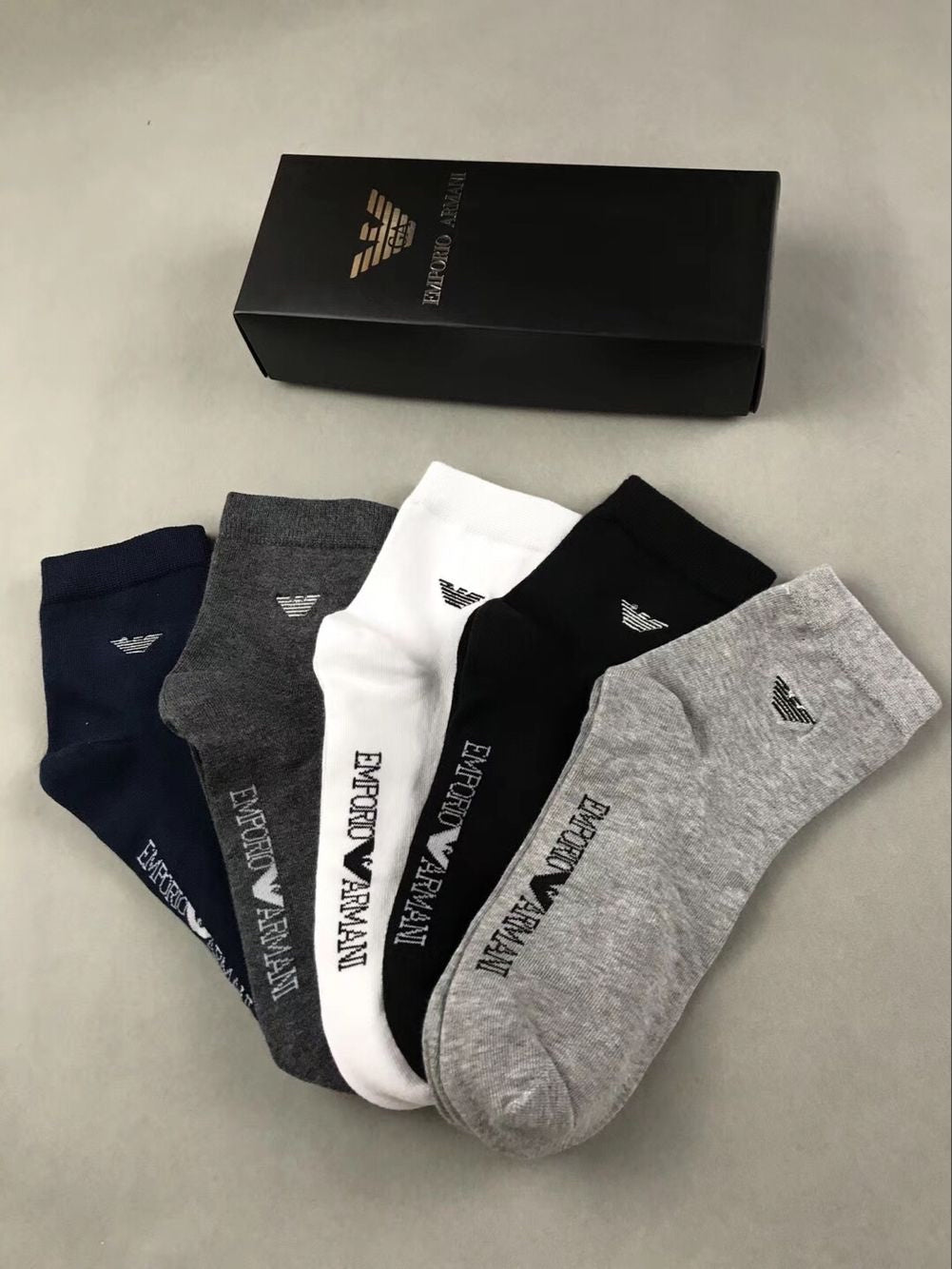 Armani Wordmark Low-Cut Socks, Box of 5 Pairs, gallery image 6
