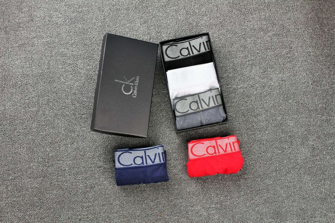 Calvin Klein Folded Grey Pink Blue Broad Text Boxer Briefs, image 1