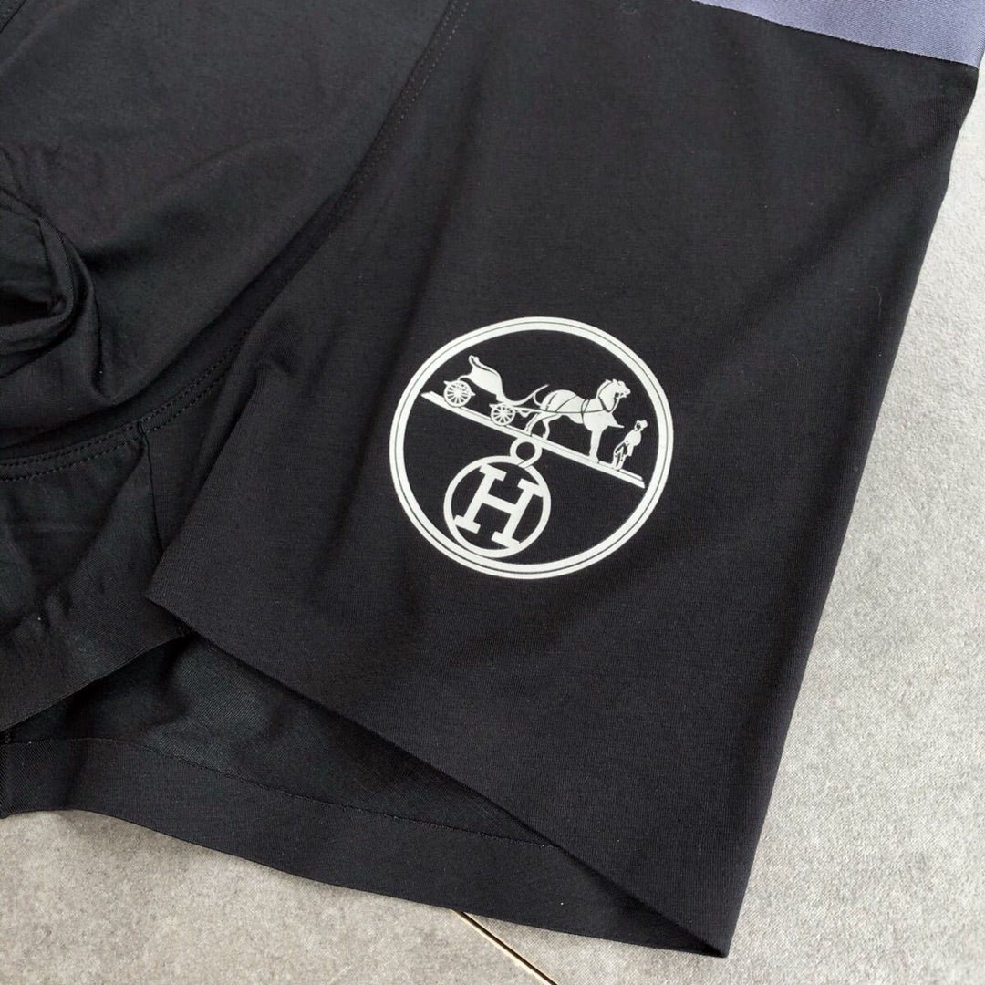 Hermès Boxed Navy Grey Bold H Waist Boxer Briefs, image 6