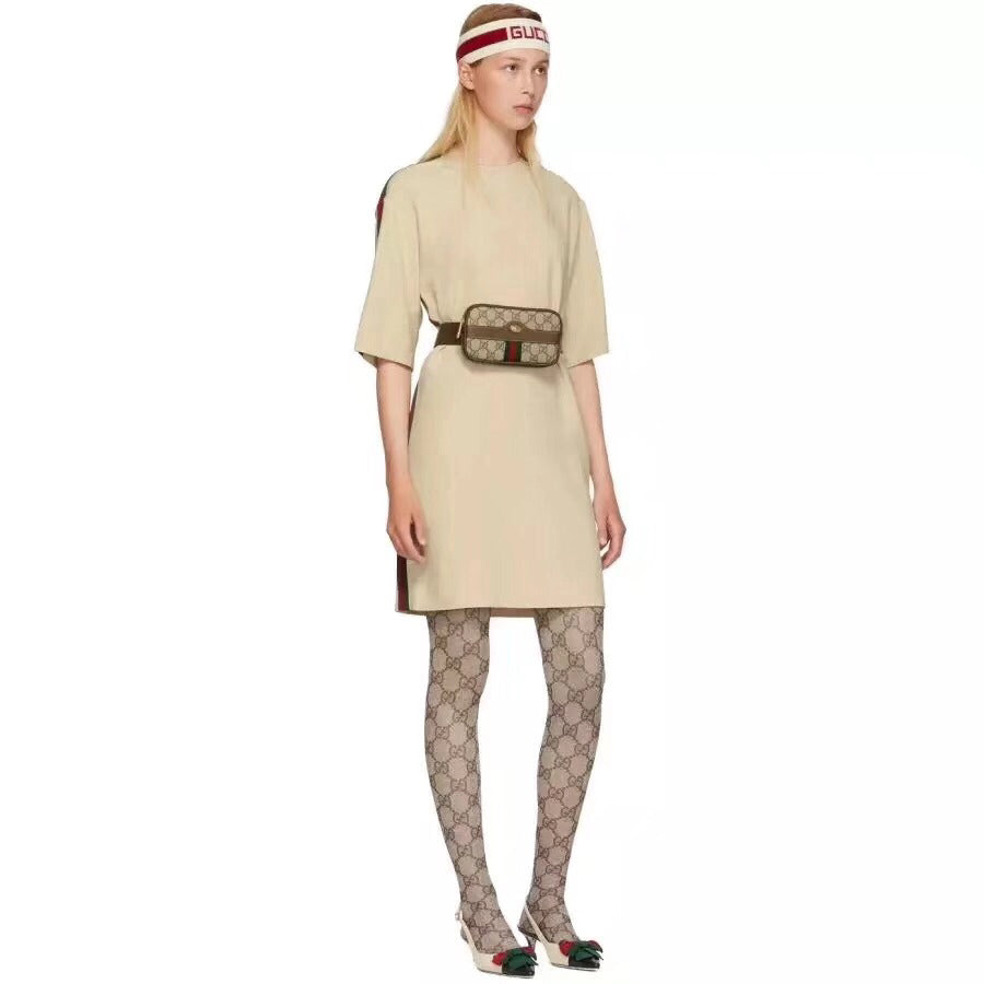 Gucci Beige Brown Diamond Pattern Legwear Patterned Tights, image 1
