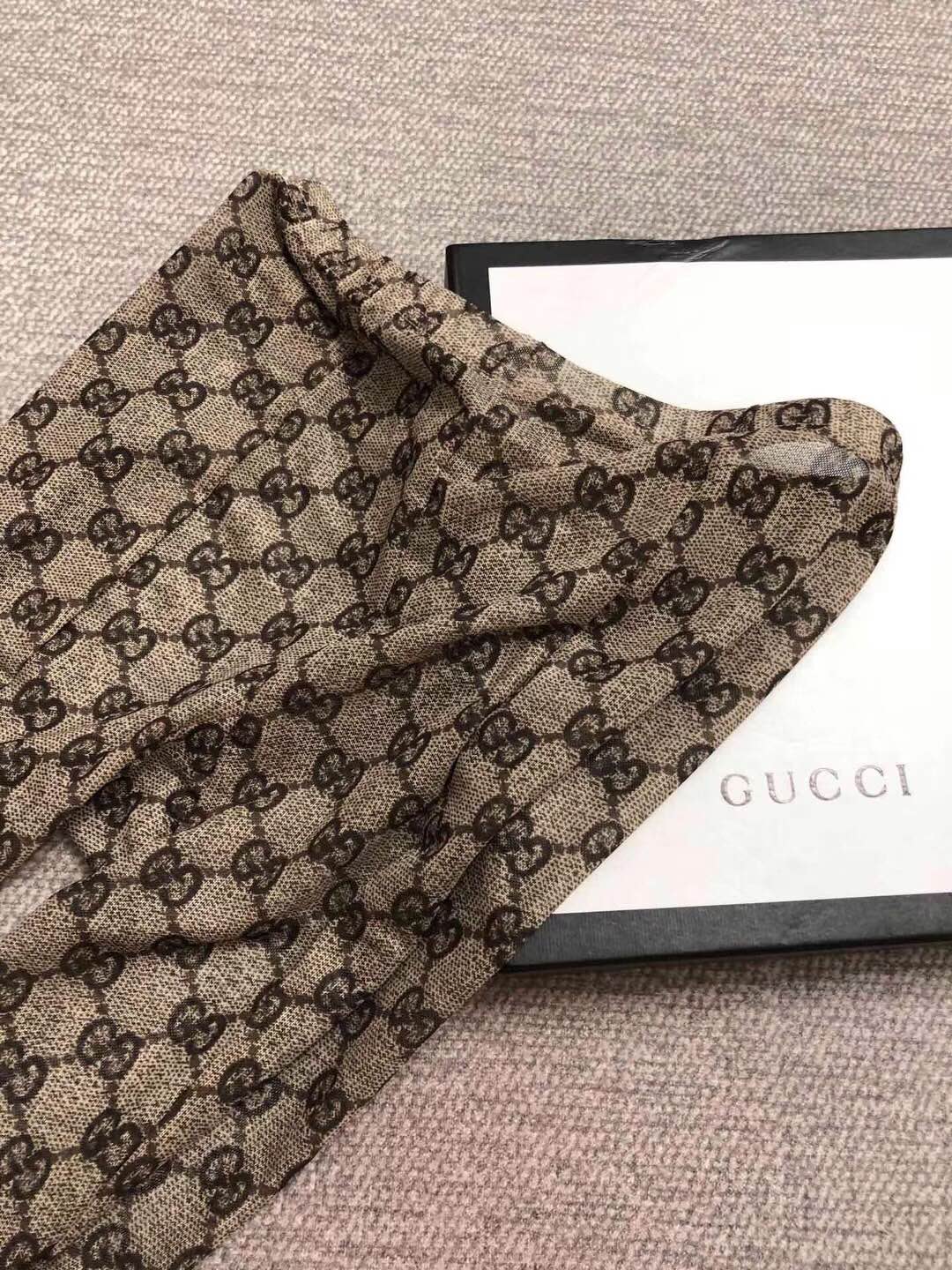 Gucci Beige Brown Diamond Pattern Legwear Patterned Tights, image 6