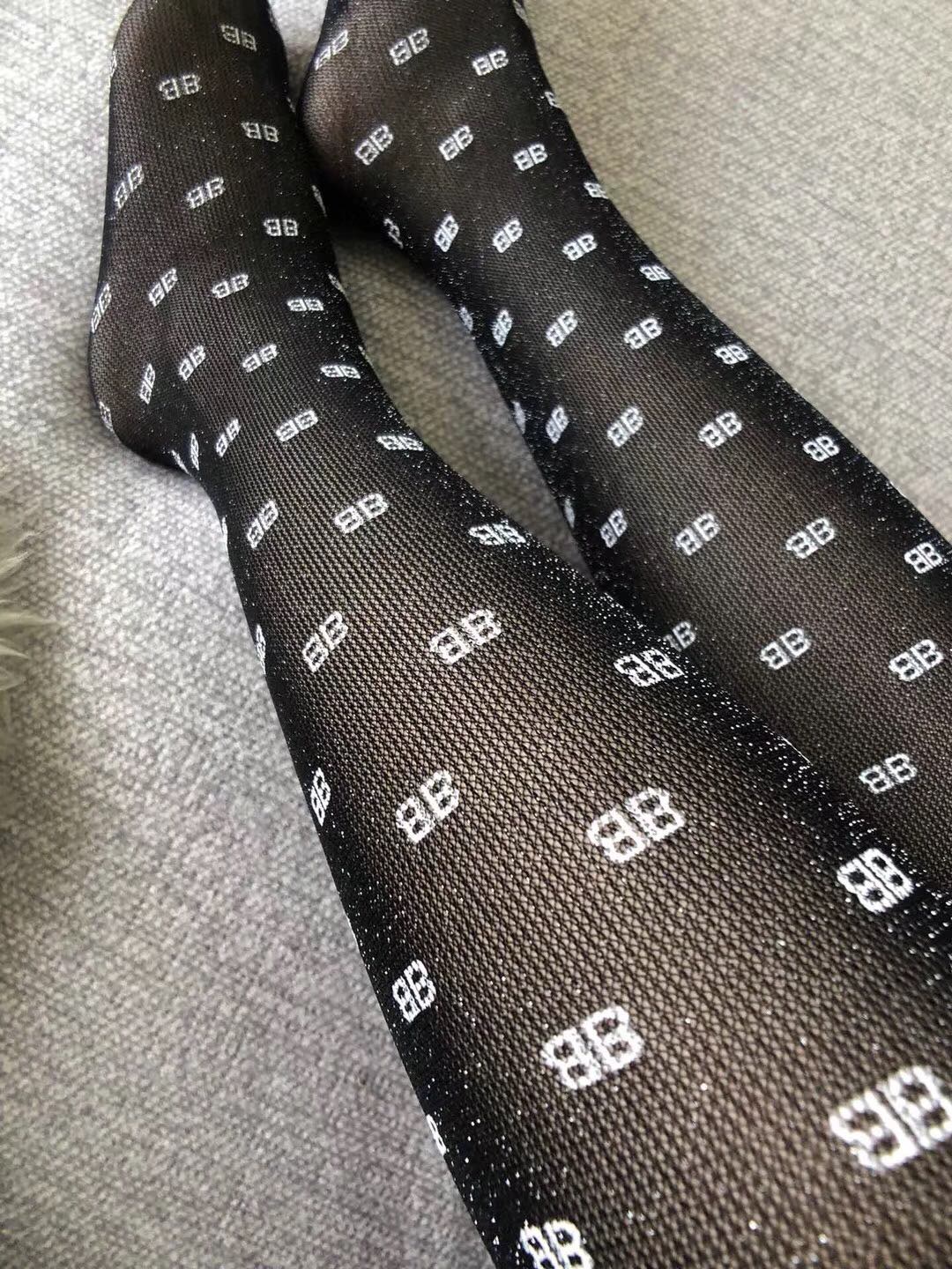 Balenciaga Black Sheer Small Dot Letters Patterned Tights, image 3