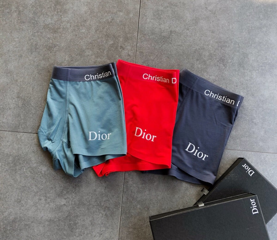 Dior Teal Red Navy Bold Waist Text Boxer Briefs, image 3