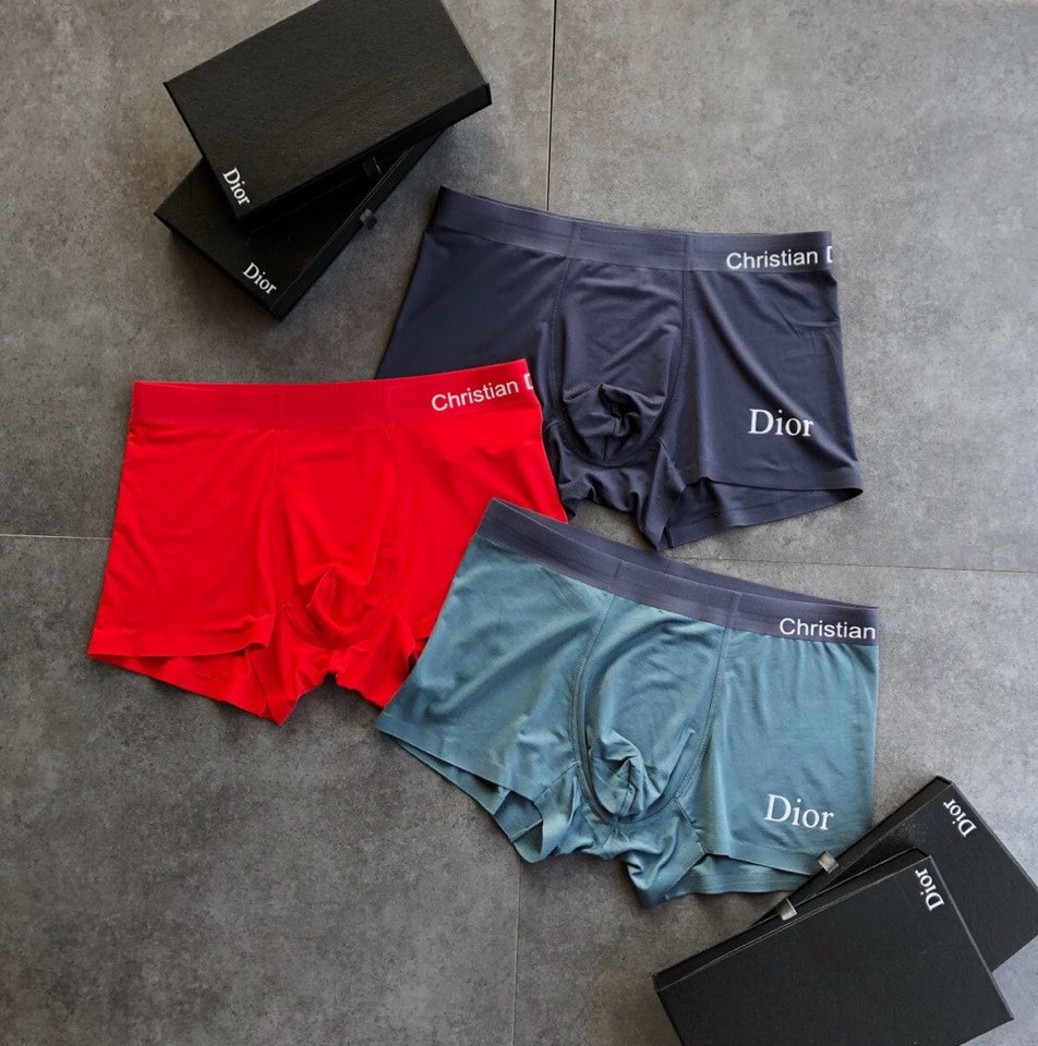 Dior Teal Red Navy Bold Waist Text Boxer Briefs, image 4