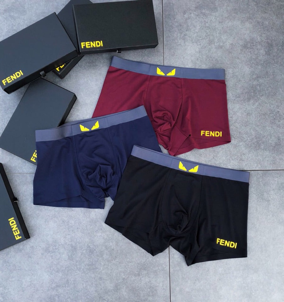 Fendi Black Navy Burgundy Small Gold Text Boxer Briefs, image 4