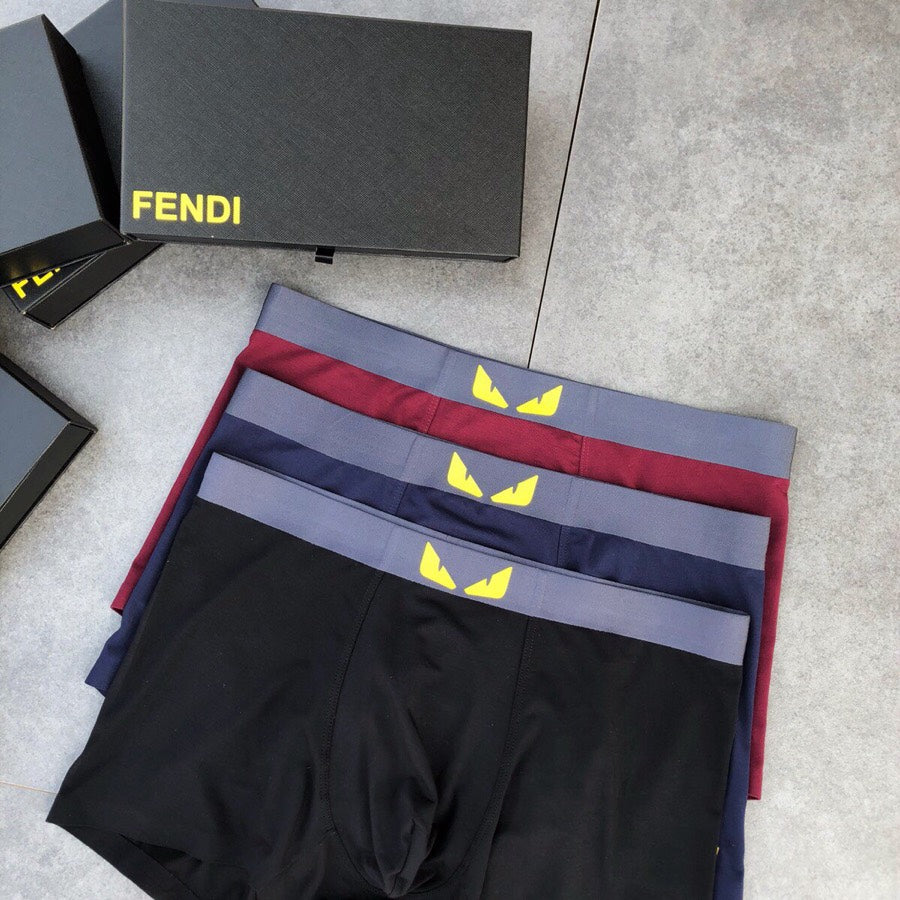 Fendi Black Navy Burgundy Small Gold Text Boxer Briefs, image 2