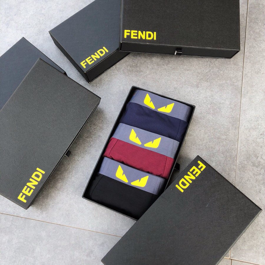 Fendi Black Navy Burgundy Small Gold Text Boxer Briefs, image 5