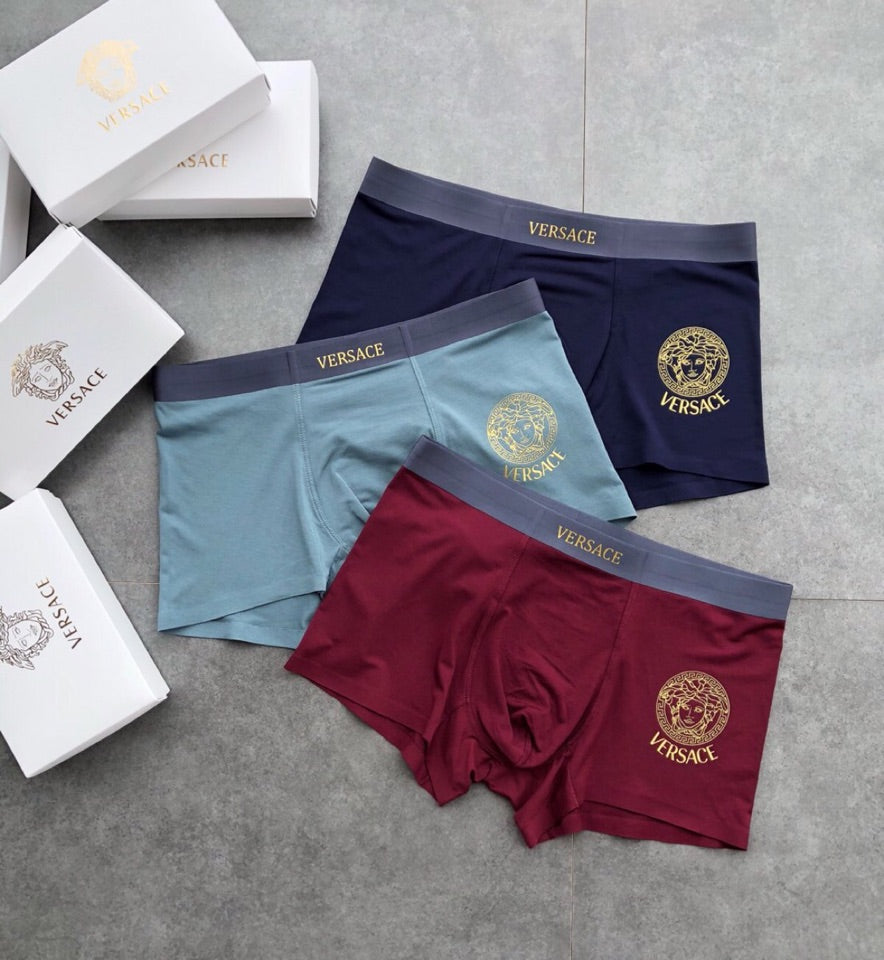 Versace Burgundy Blue Small Round Emblems Boxer Briefs, image 1