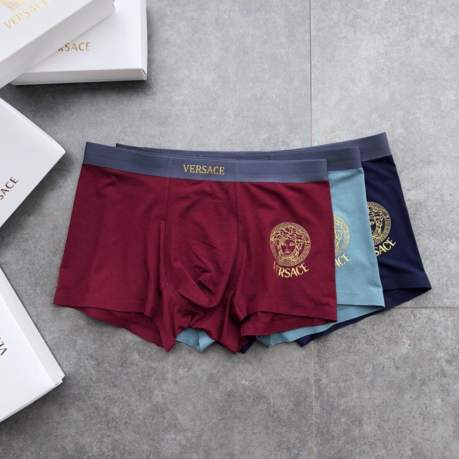 Versace Burgundy Blue Small Round Emblems Boxer Briefs, image 3
