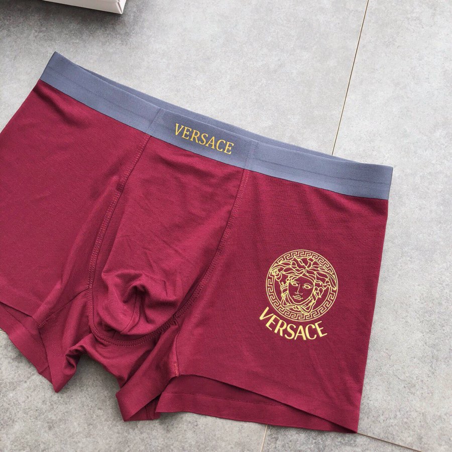Versace Burgundy Blue Small Round Emblems Boxer Briefs, image 6
