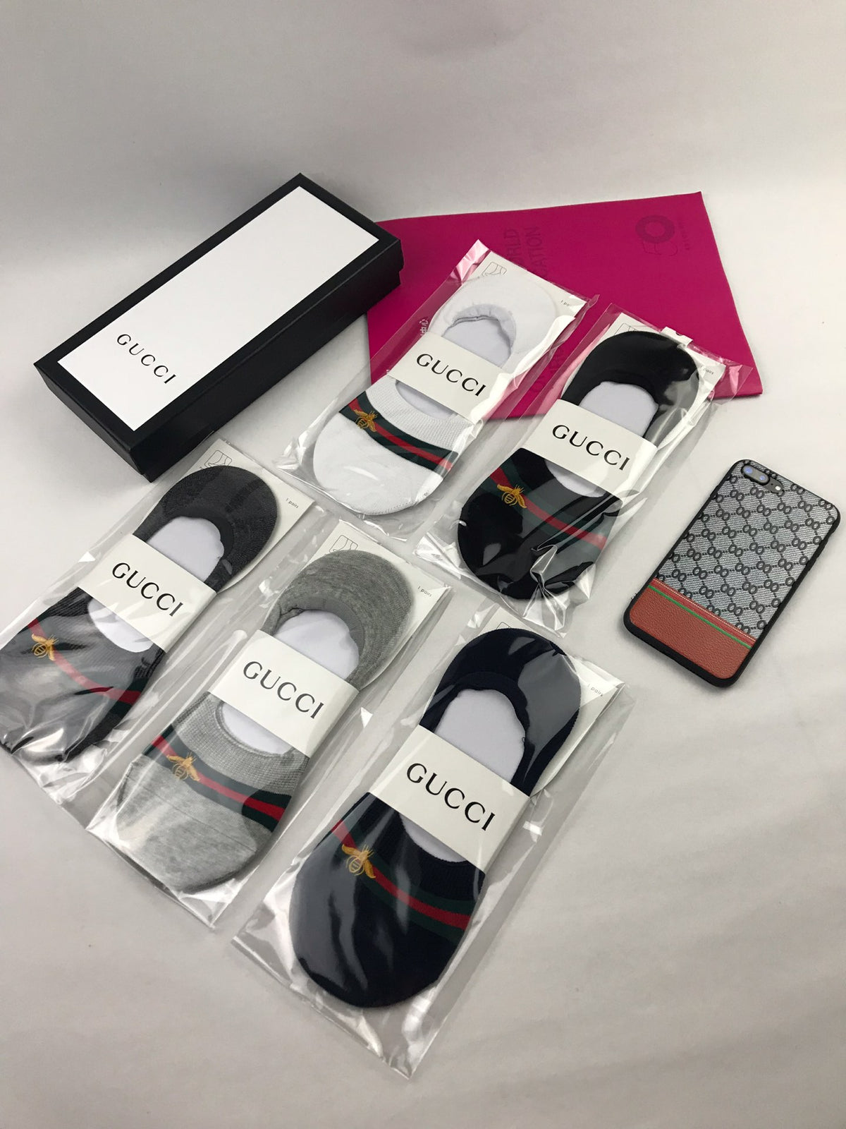 Gucci White Packaged Red Green Stripe No-Show Socks, image 2