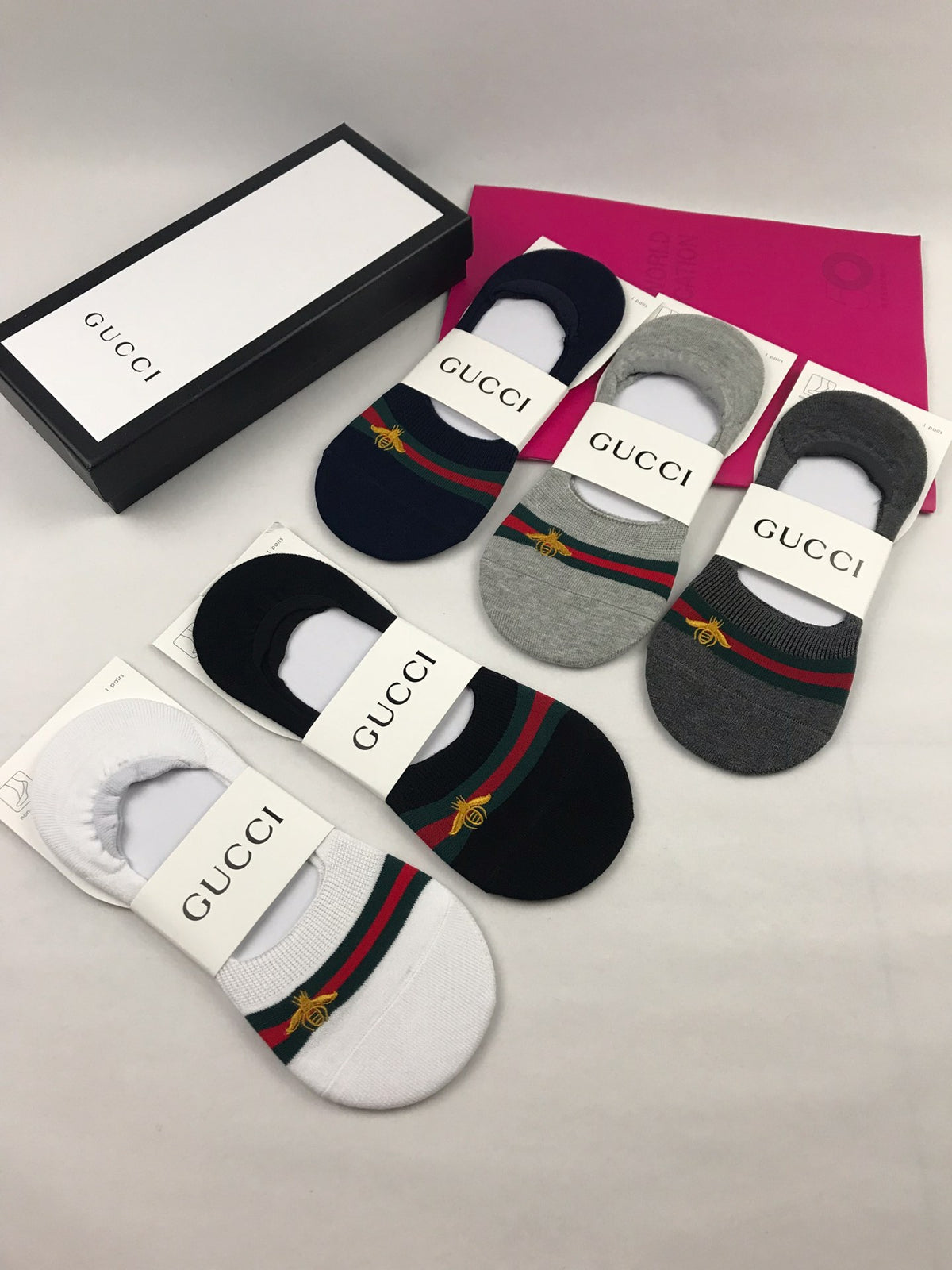 Gucci White Packaged Red Green Stripe No-Show Socks, image 4