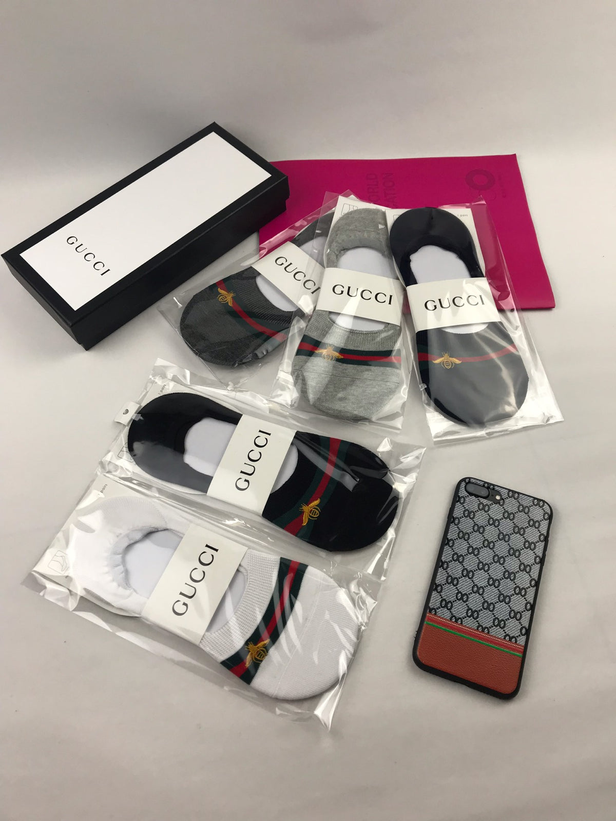 Gucci White Packaged Red Green Stripe No-Show Socks, image 3