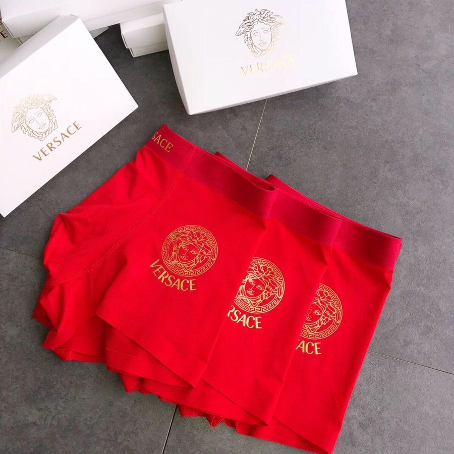 Versace Red Gold Emblem Trio Boxer Briefs, image 3