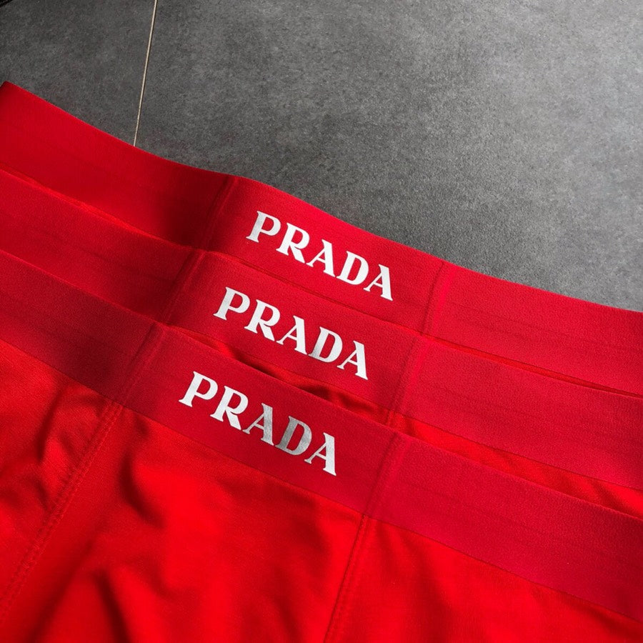 Prada Red Bold White Wordmarks Crew Socks, image 4
