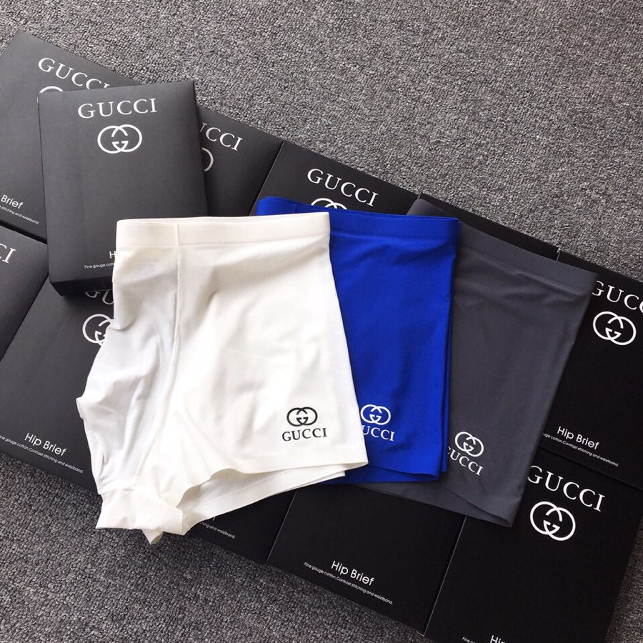 Gucci White Blue Black Hem Letters Boxer Briefs, image 1