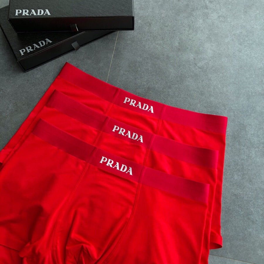 Prada Red White Small Waist Text Boxer Briefs, image 2