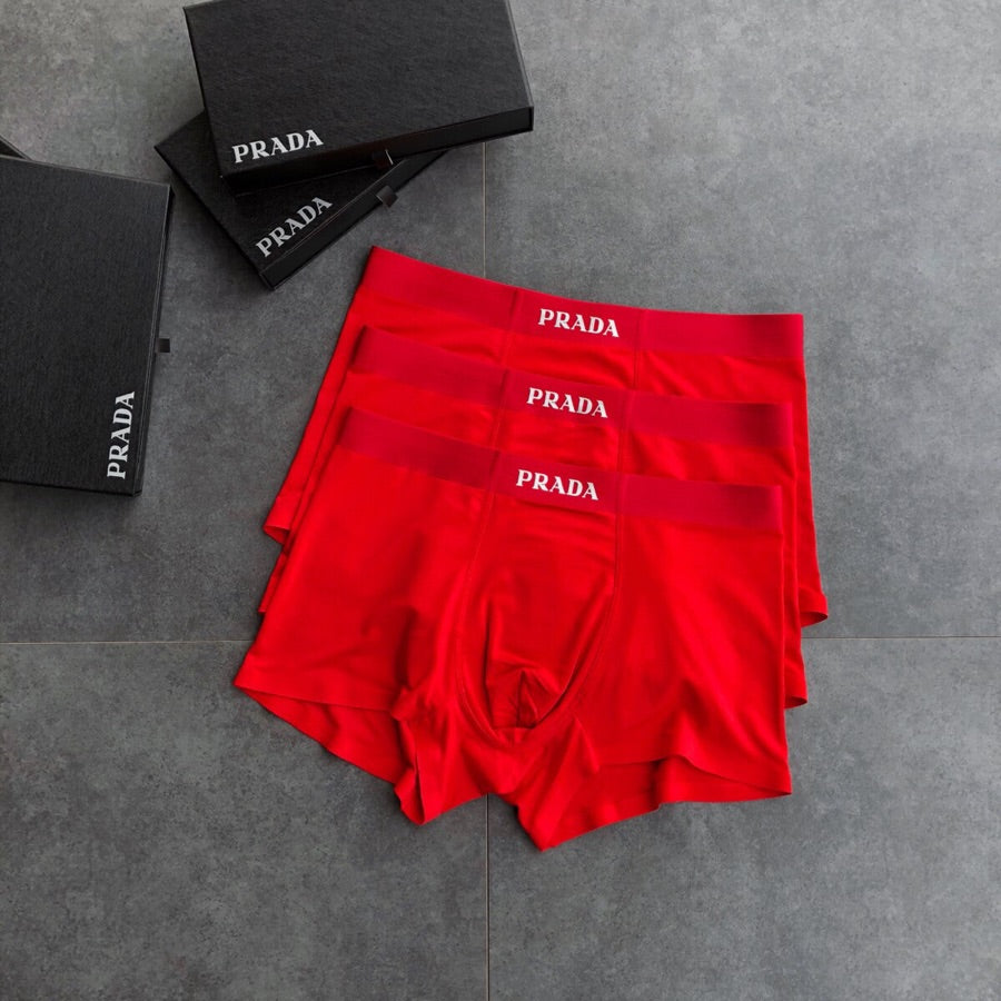 Prada Red White Small Waist Text Boxer Briefs, image 1