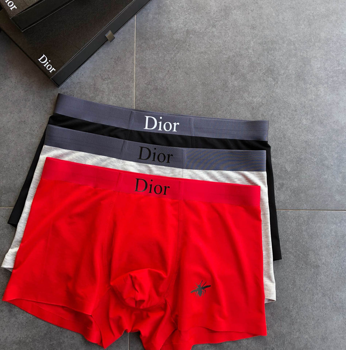 Dior Red Black White Waist Stack Boxer Briefs, image 1