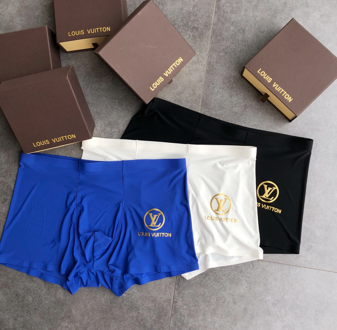 Louis Vuitton Blue White Black Gold Round Monogram Boxer Briefs, image 2