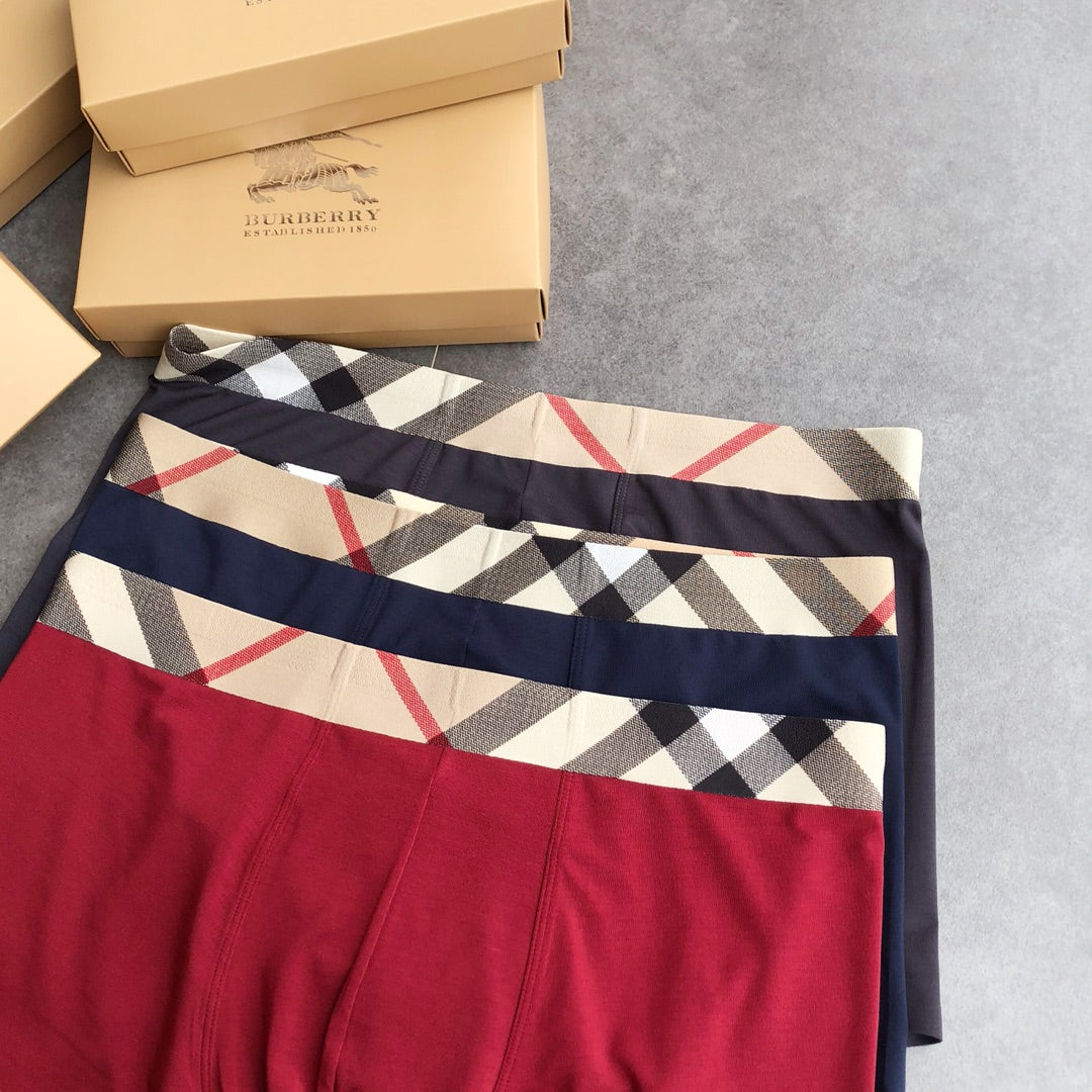 Burberry Navy Grey Red Diagonal Check Waist Boxer Briefs, image 3
