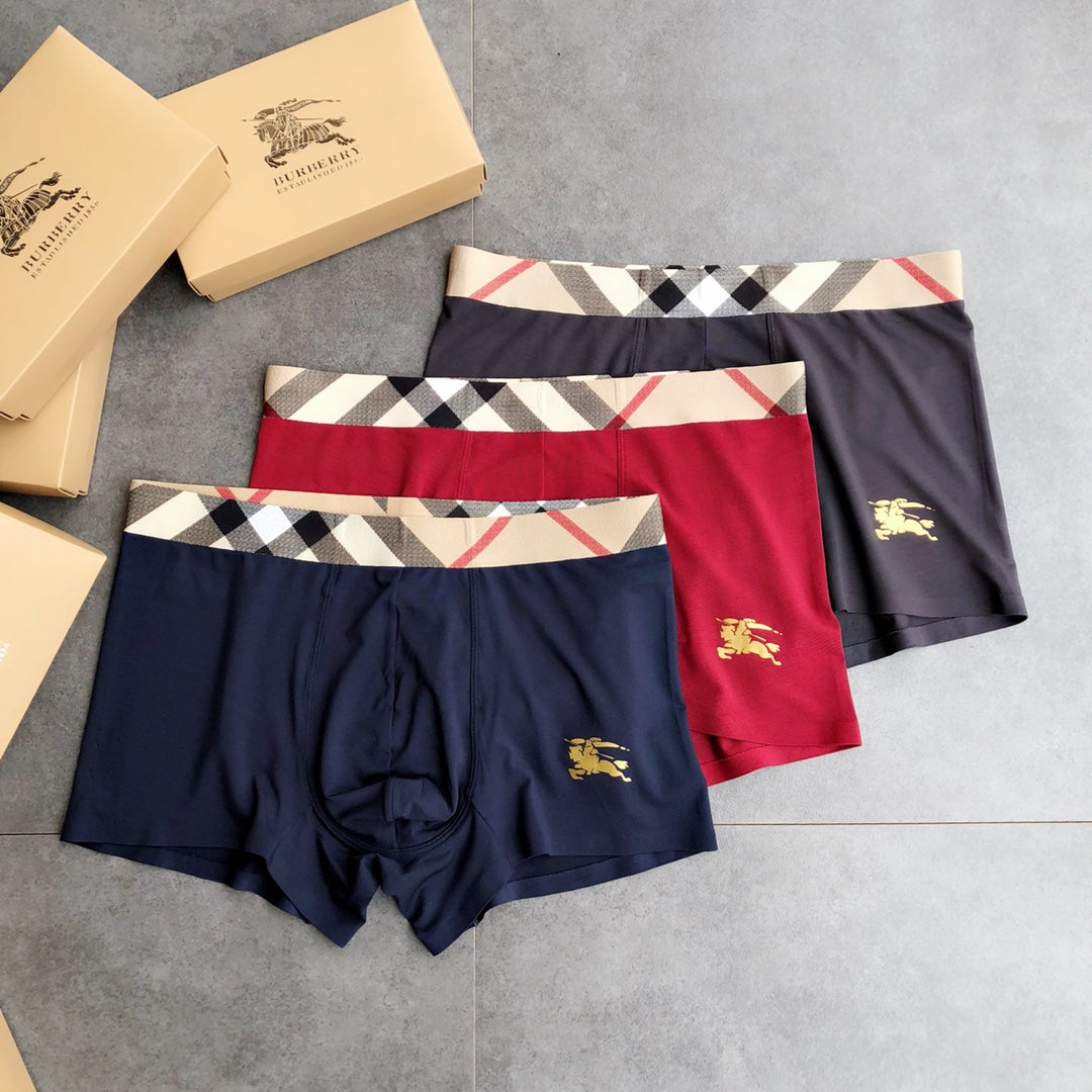 Burberry Red Navy Black Check Waist Horse Boxer Briefs, image 3