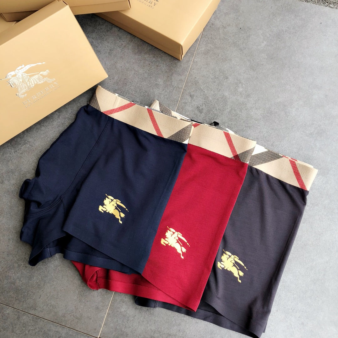 Burberry Red Navy Black Check Waist Horse Boxer Briefs, image 4