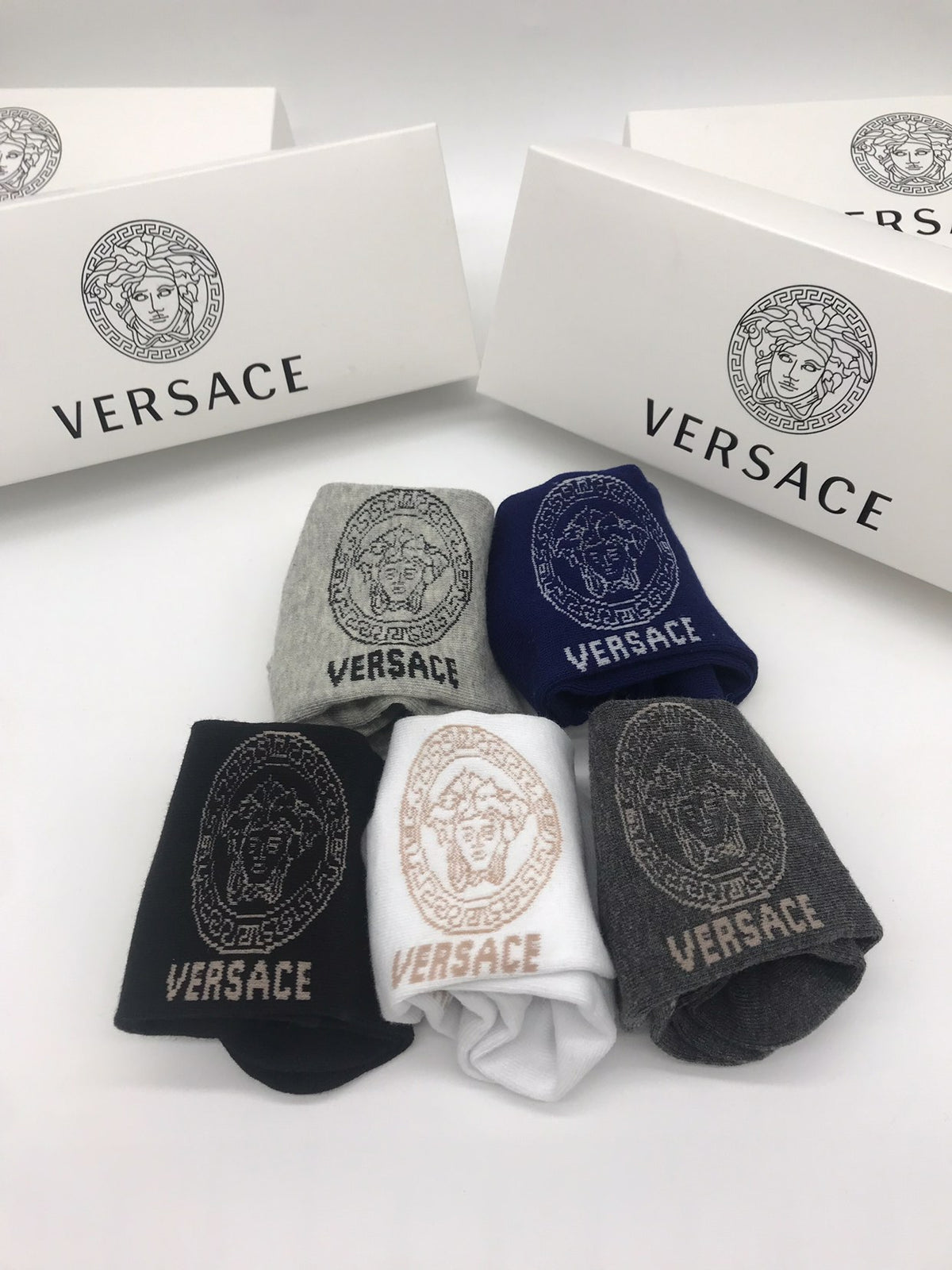 Versace Neutral Large Round Face No-Show Socks, image 3