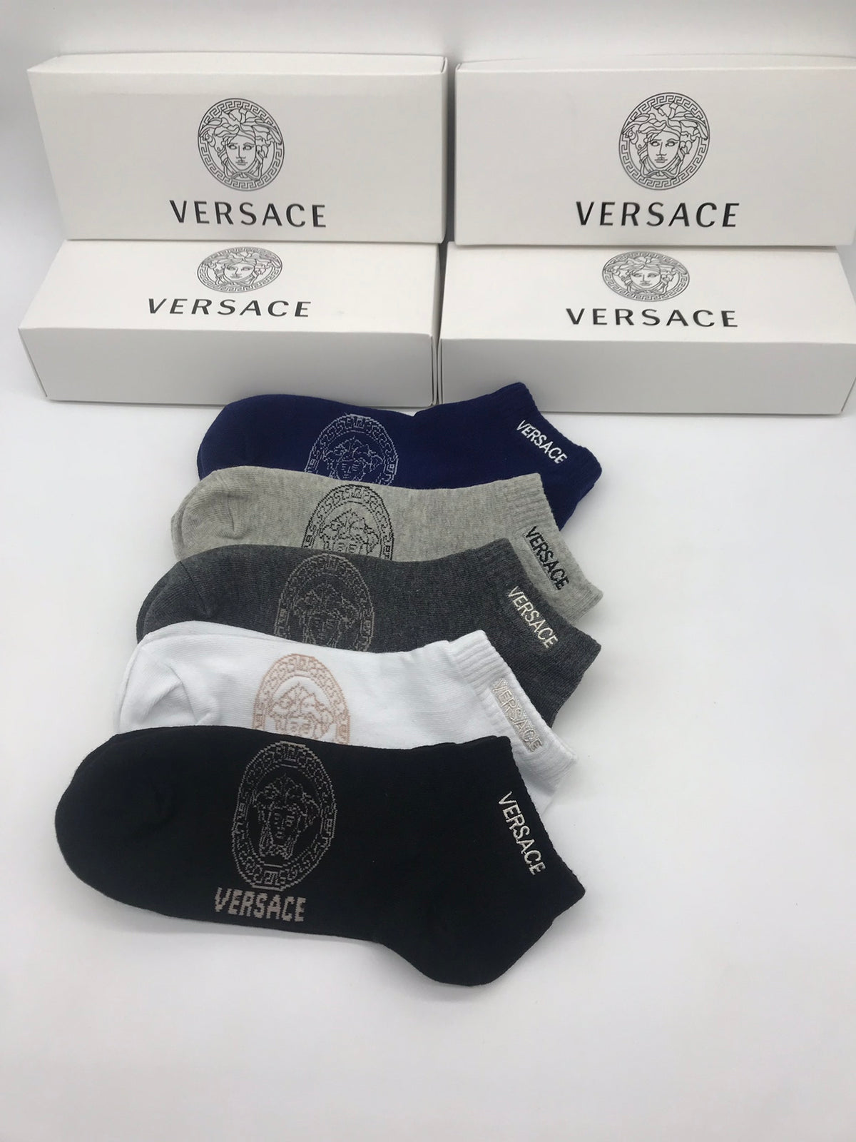 Versace Neutral Large Round Face No-Show Socks, image 2