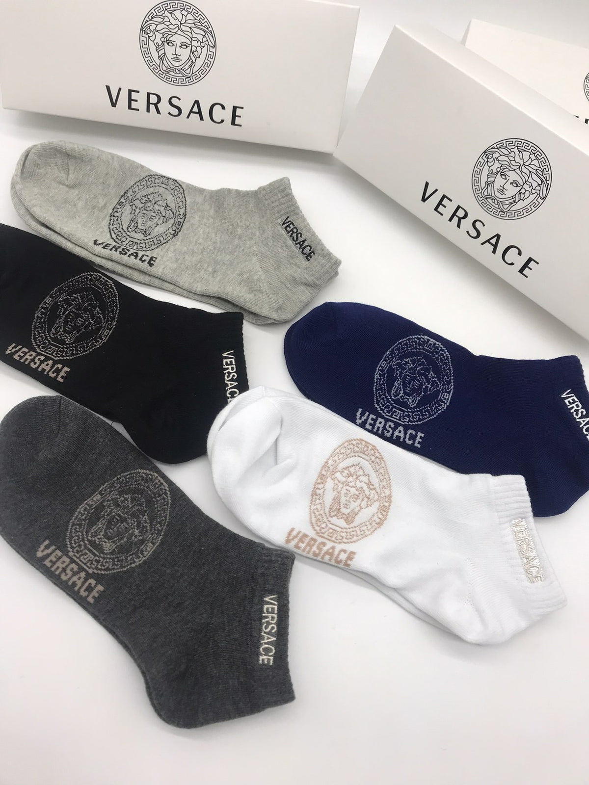 Versace Neutral Large Round Face No-Show Socks, image 4