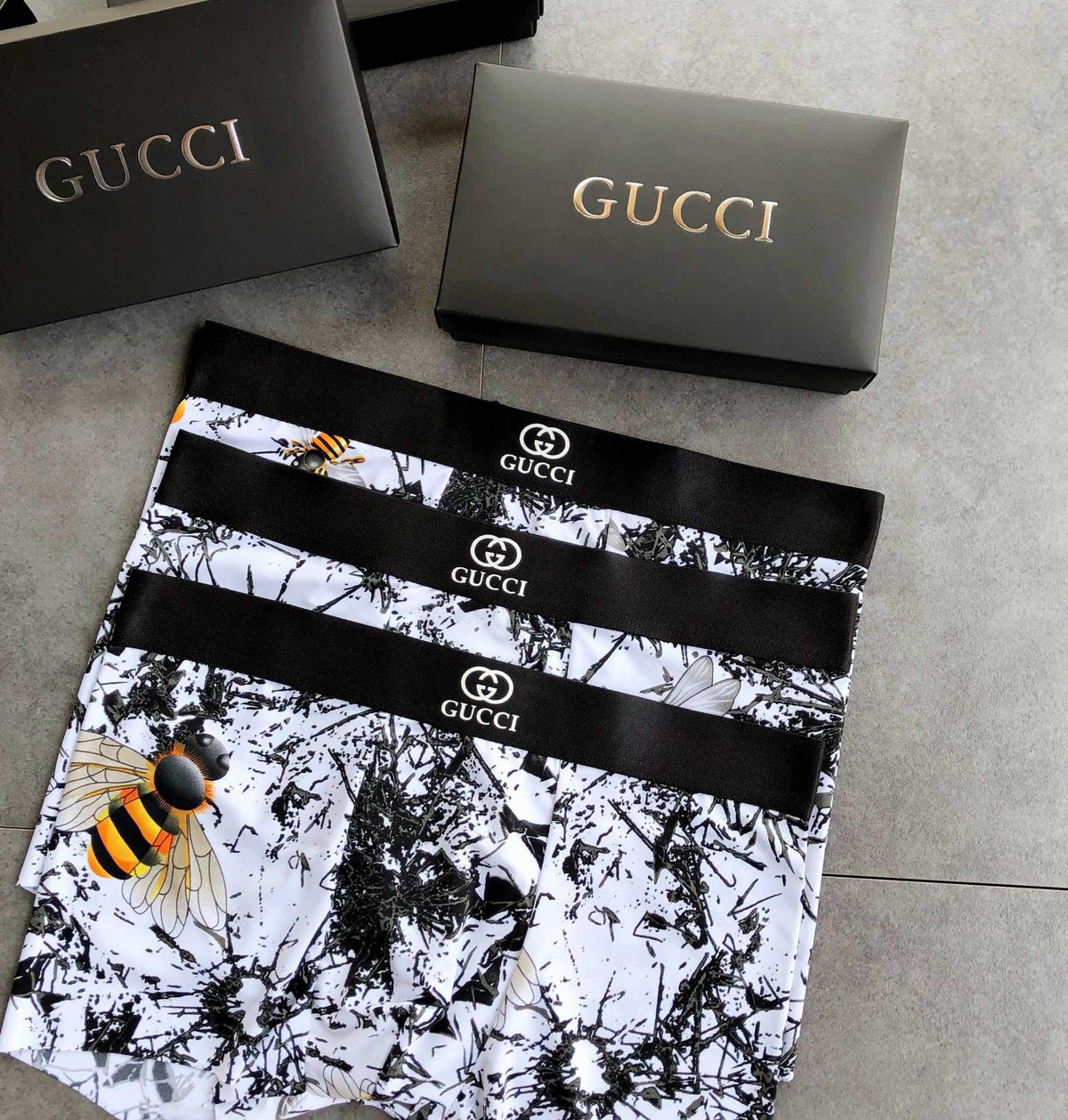 Gucci Boxed Black White Repeated Letters Boxer Briefs, image 2