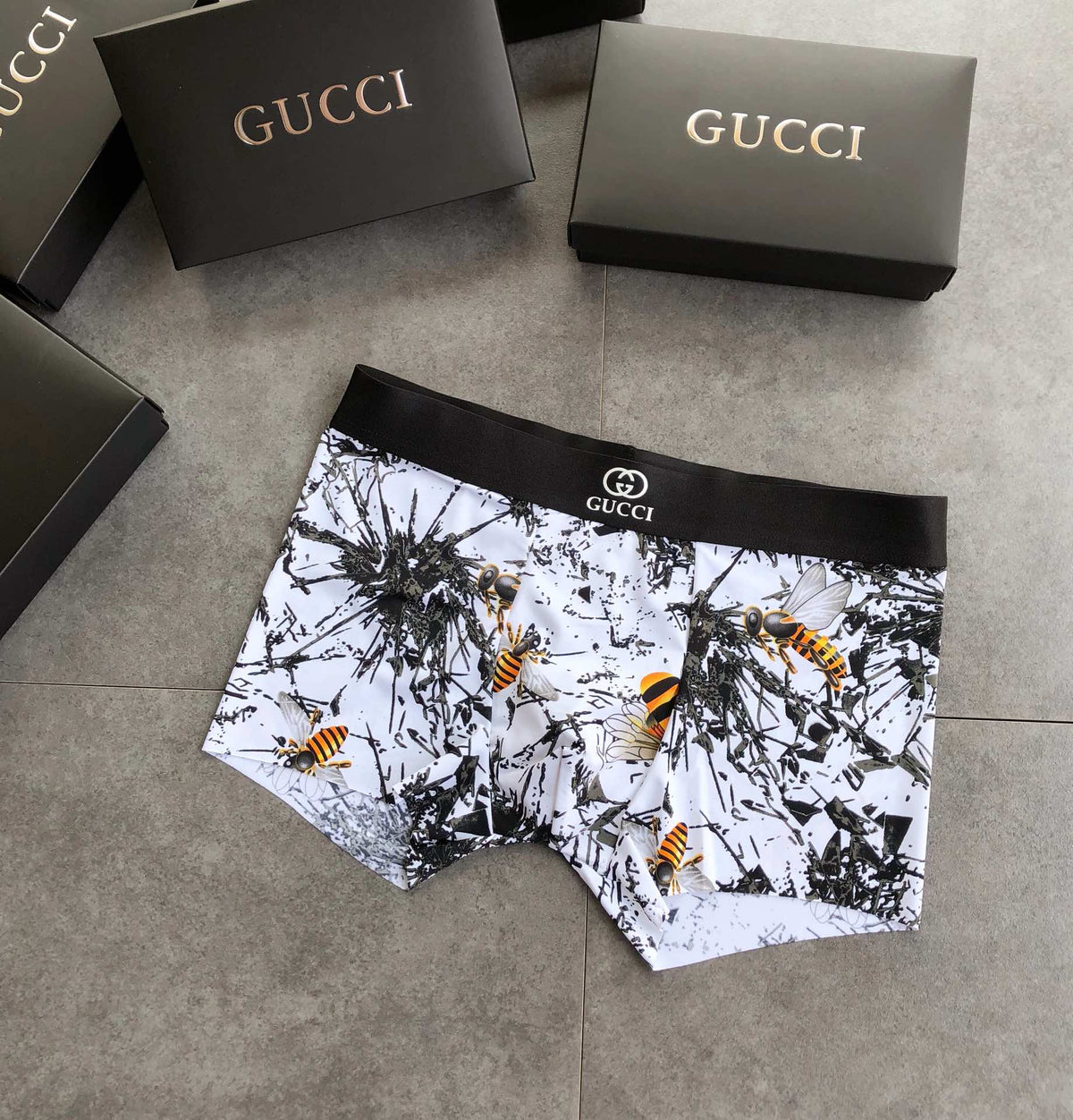 Gucci Boxed Black White Repeated Letters Boxer Briefs, image 4