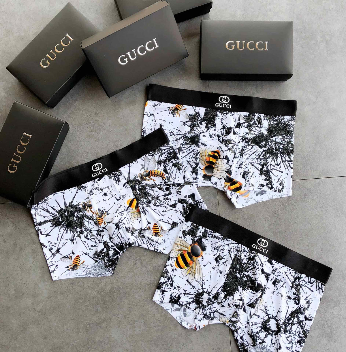 Gucci Boxed Black White Repeated Letters Boxer Briefs, image 3