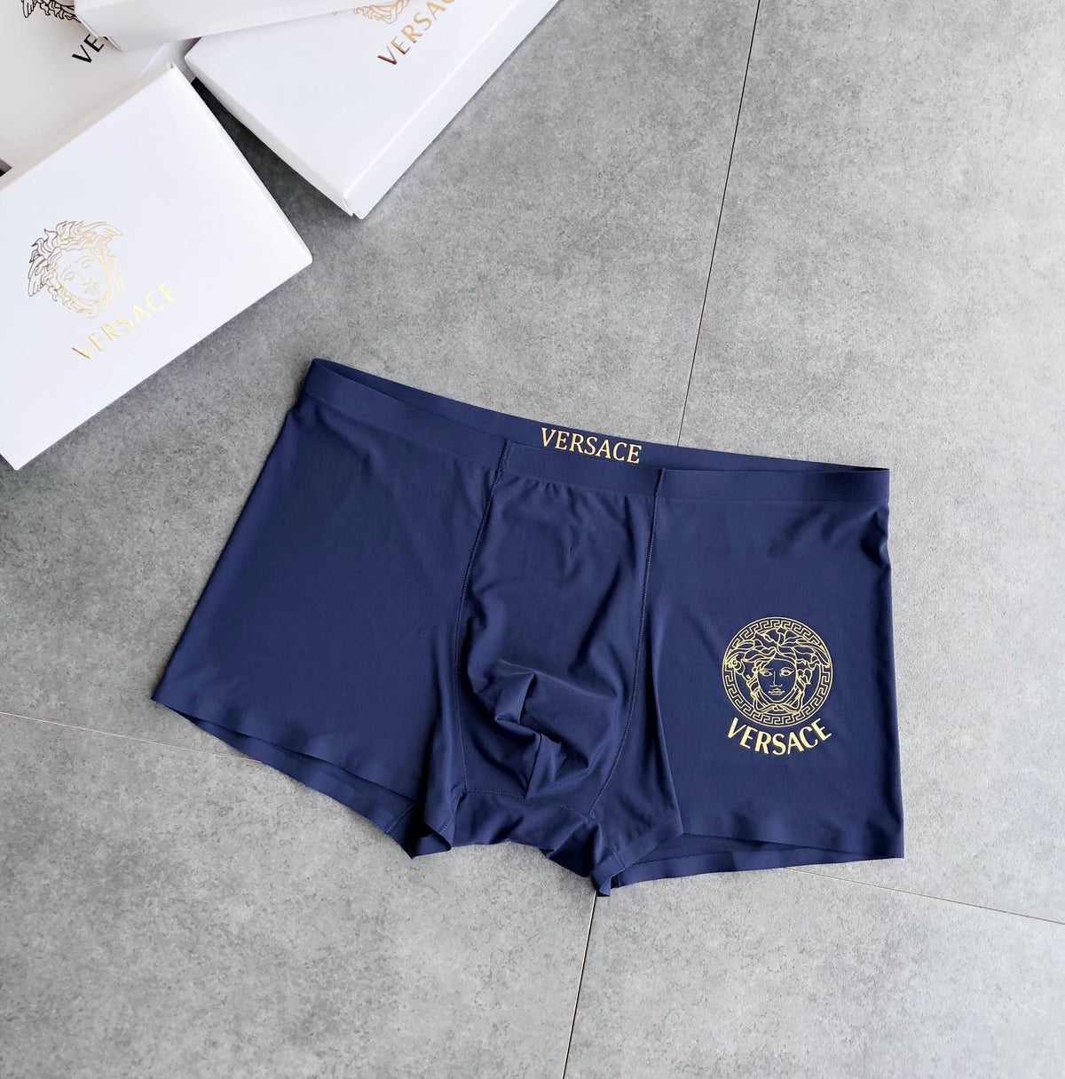 Versace Plum Blue Grey Large Round Face Boxer Briefs, image 5