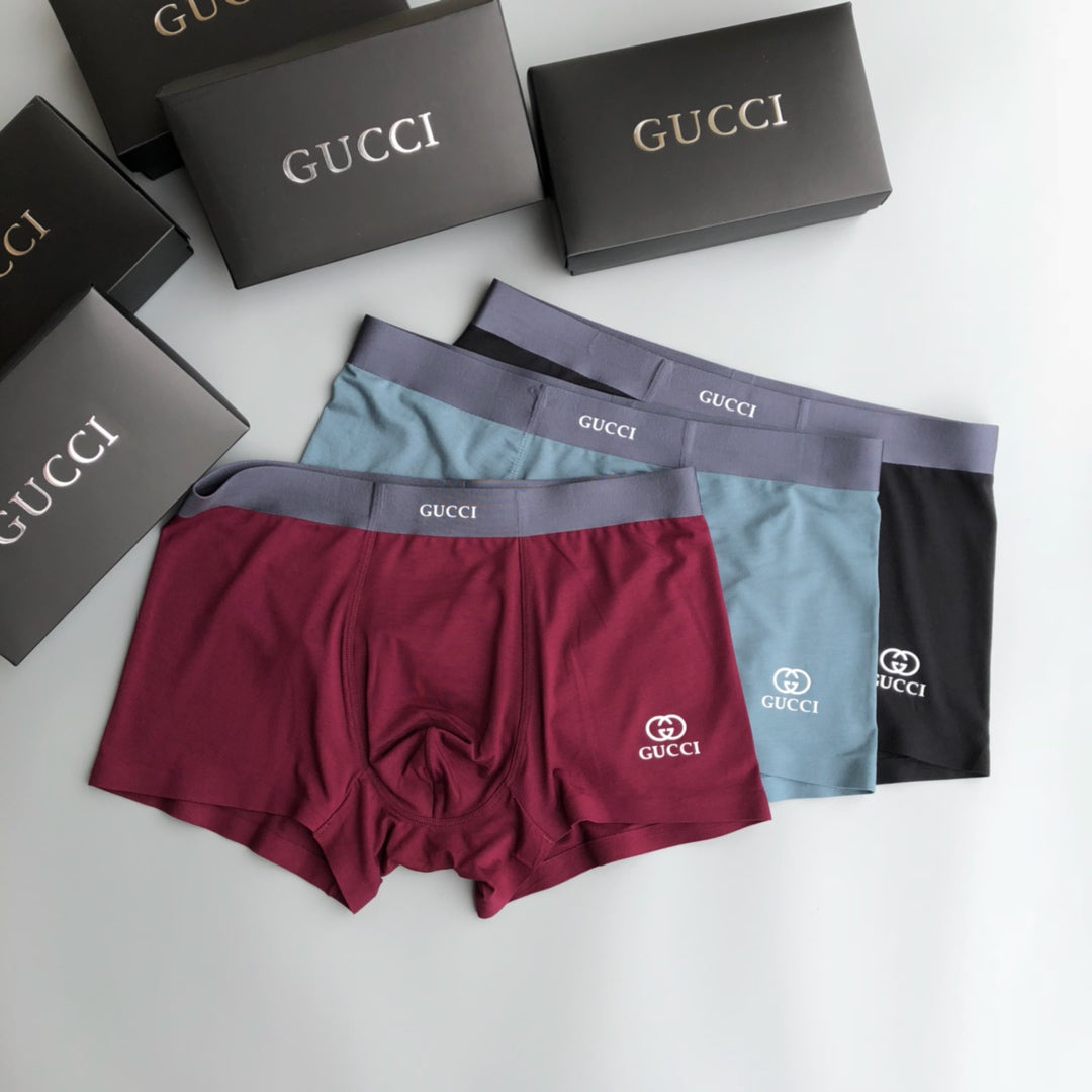 Gucci Burgundy Grey Blue Small Patches Boxer Briefs, image 2