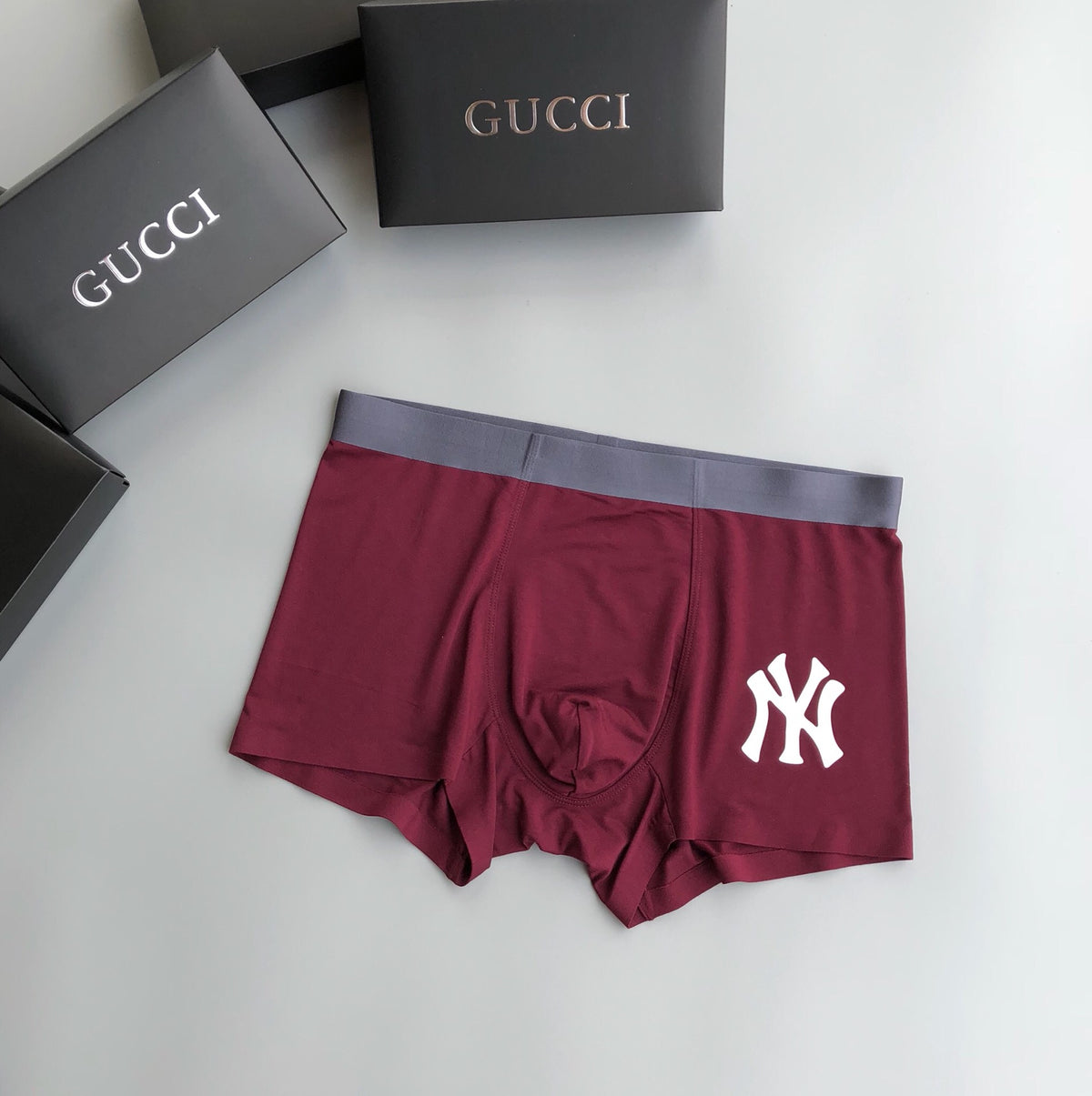 Gucci Blue Grey NY Letter Motif Boxer Briefs, image 5