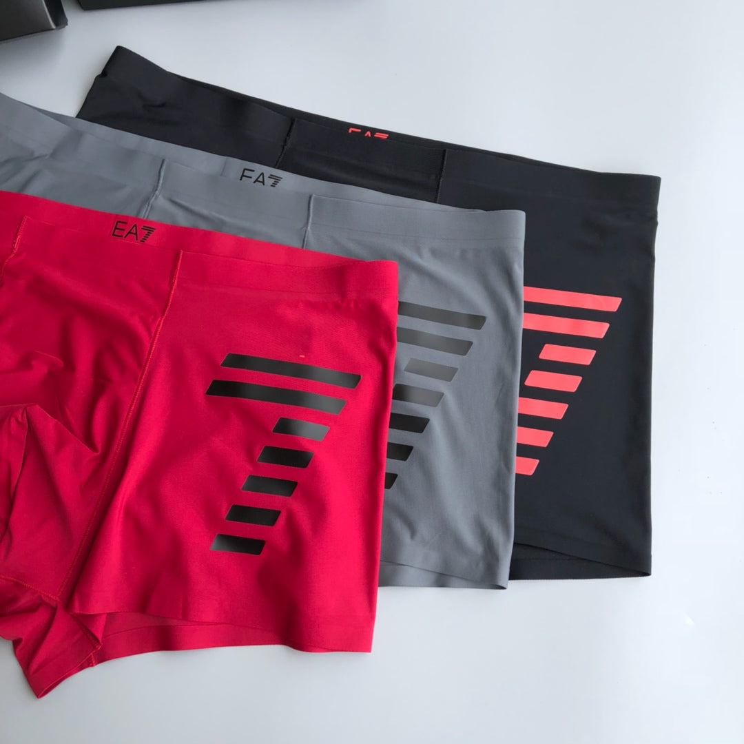 Emporio Armani Red Grey Large Wing Panel Boxer Briefs, image 1