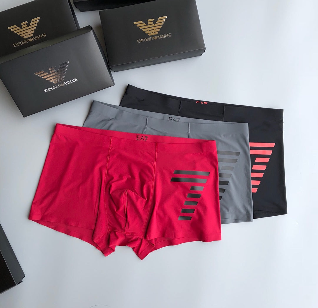 Emporio Armani Red Grey Large Wing Panel Boxer Briefs, image 2